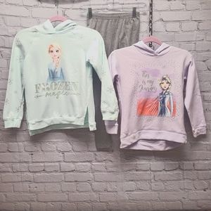 Limited Edition Disney Frozen Girls Hoodie Lot with Gray Sparkle Leggings